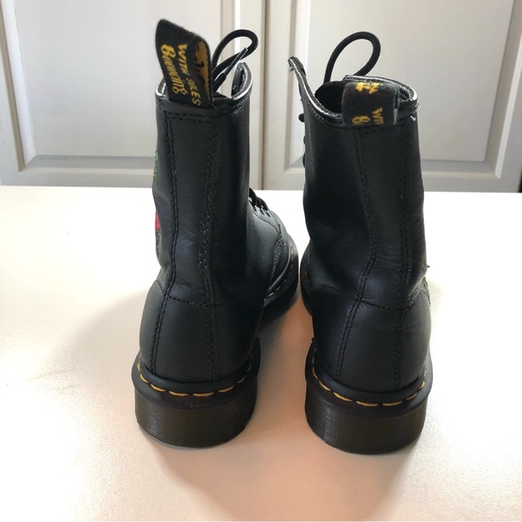Dr Martens 1460 Vonda Floral Rose Black Leather Lace Up Boots Women’s US Size 7 - Picture 5 of 16